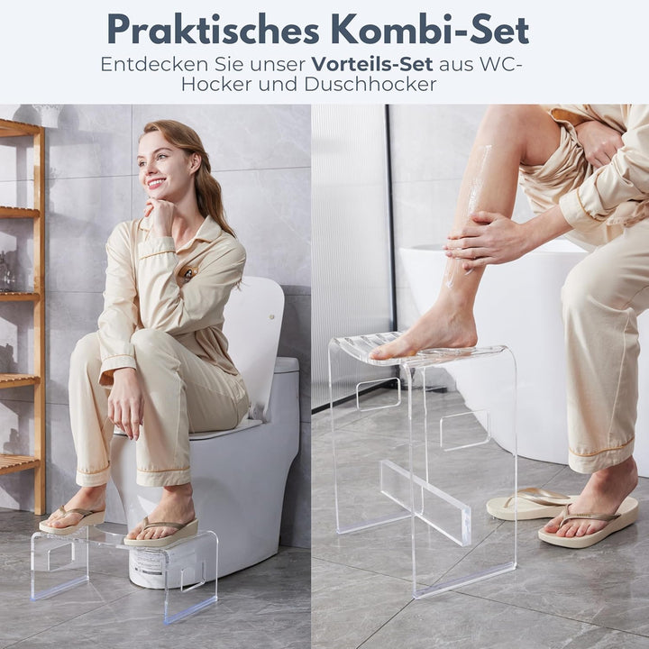 StarK Toilettenhocker Erwachsene aus Acryl – 18 cm hoher Badhocker | Ergonomische Hockposition für m