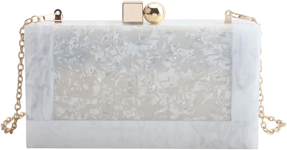 LETODE Acrylic Clutch Bags Purse Perspex Bag Handbags for Women Weiss, Weiss