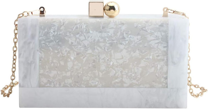 LETODE Acrylic Clutch Bags Purse Perspex Bag Handbags for Women Weiss, Weiss