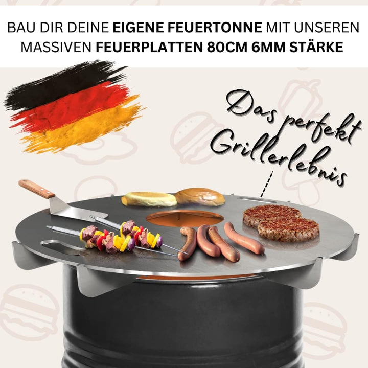 Terma Feuerplatte -80cm- Stärke -6mm- Made in Germany, Grillplatte plancha grillplatte feuerring für