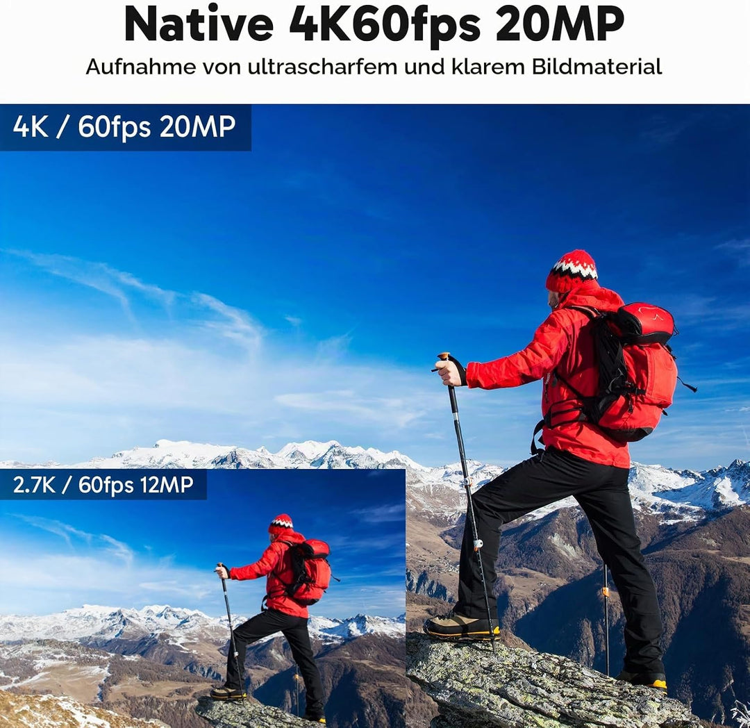 AKASO V50 Elite Action Cam mit MicroSDXC Speicherkarte 64 GB 4K/60 fps 20 MP WiFi, Unterwasserkamera