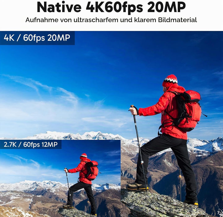 AKASO V50 Elite Action Cam,4K60FPS 20MP Unterwasserkamera mit Schwimmender Handgriff und Tasche WiFi