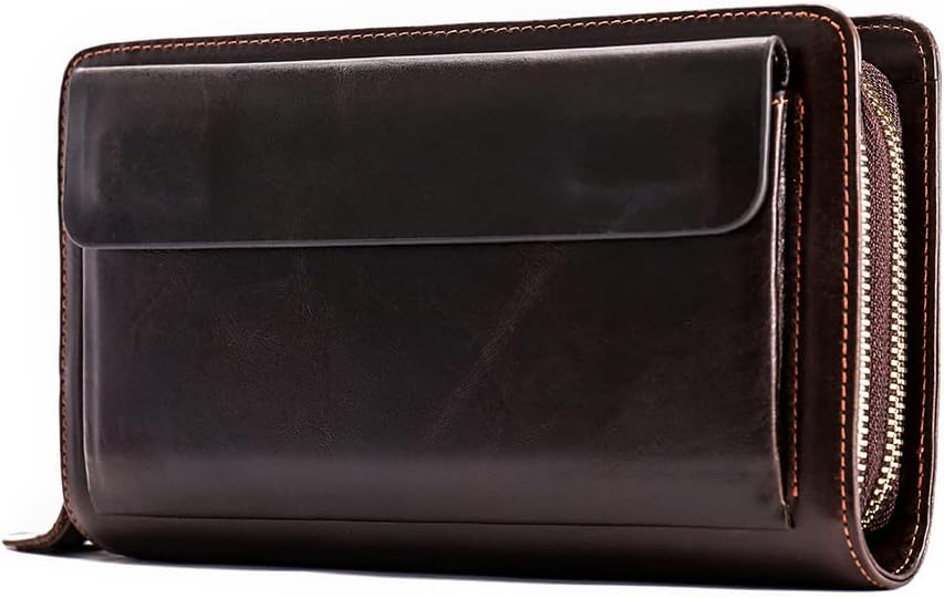 PORRASSO Herren Geldbörse Leder Clutch Tasche Kreditkartenetui Brieftasche Handytasche Portemonnaie