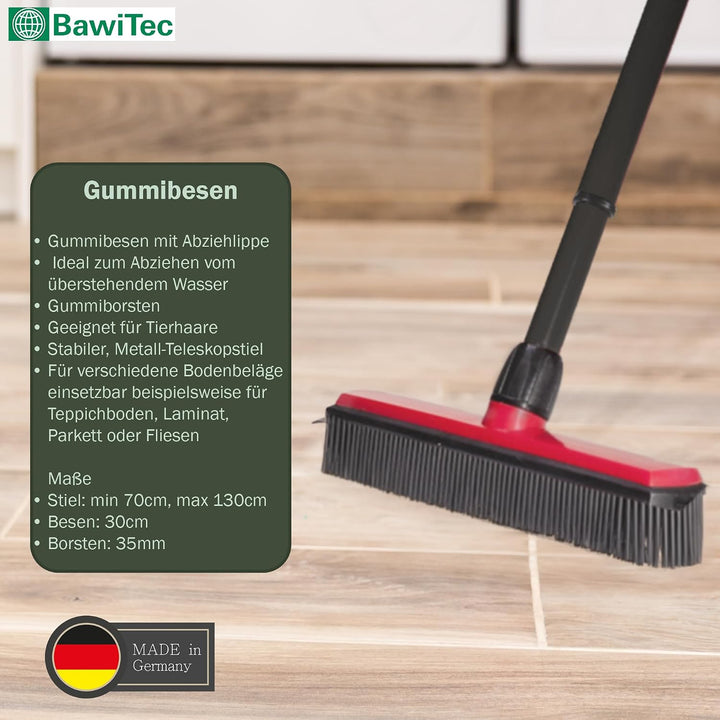BawiTec Gummibesen Noppenbesen Friseurbesen-Set Kehrgarnitur Teleskopstiel Handfeger Kehrschaufel Ti