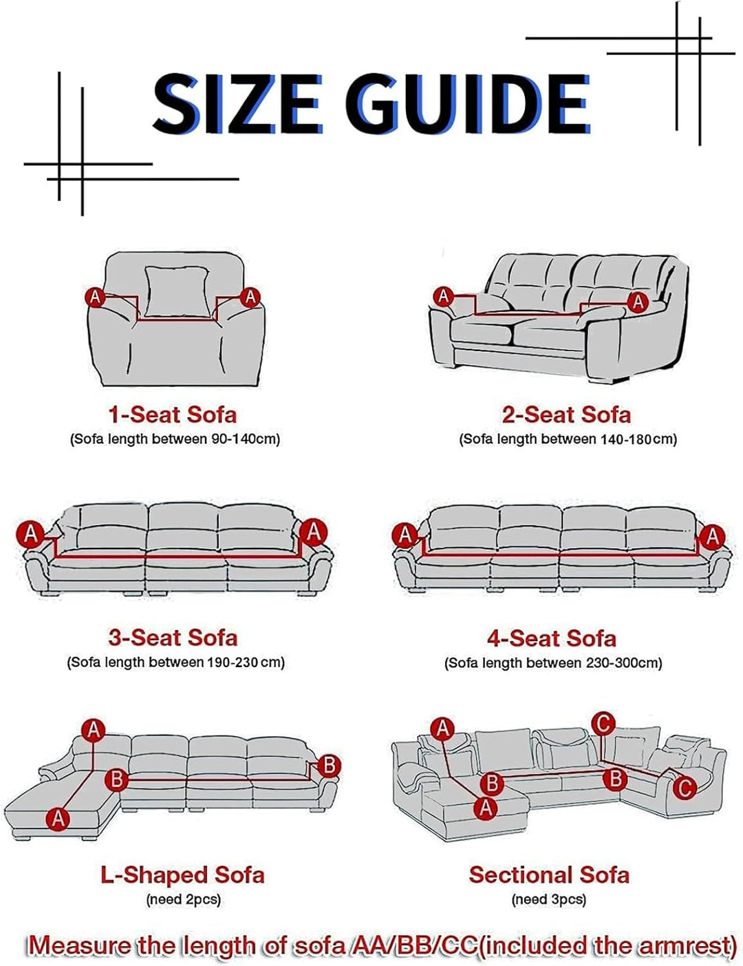 Lydevo Sofabezug 1 Sitzer Stretch Sofahusse Elastischer Sofabezug Spandex Sofa Überzug mit 3 Kissenb