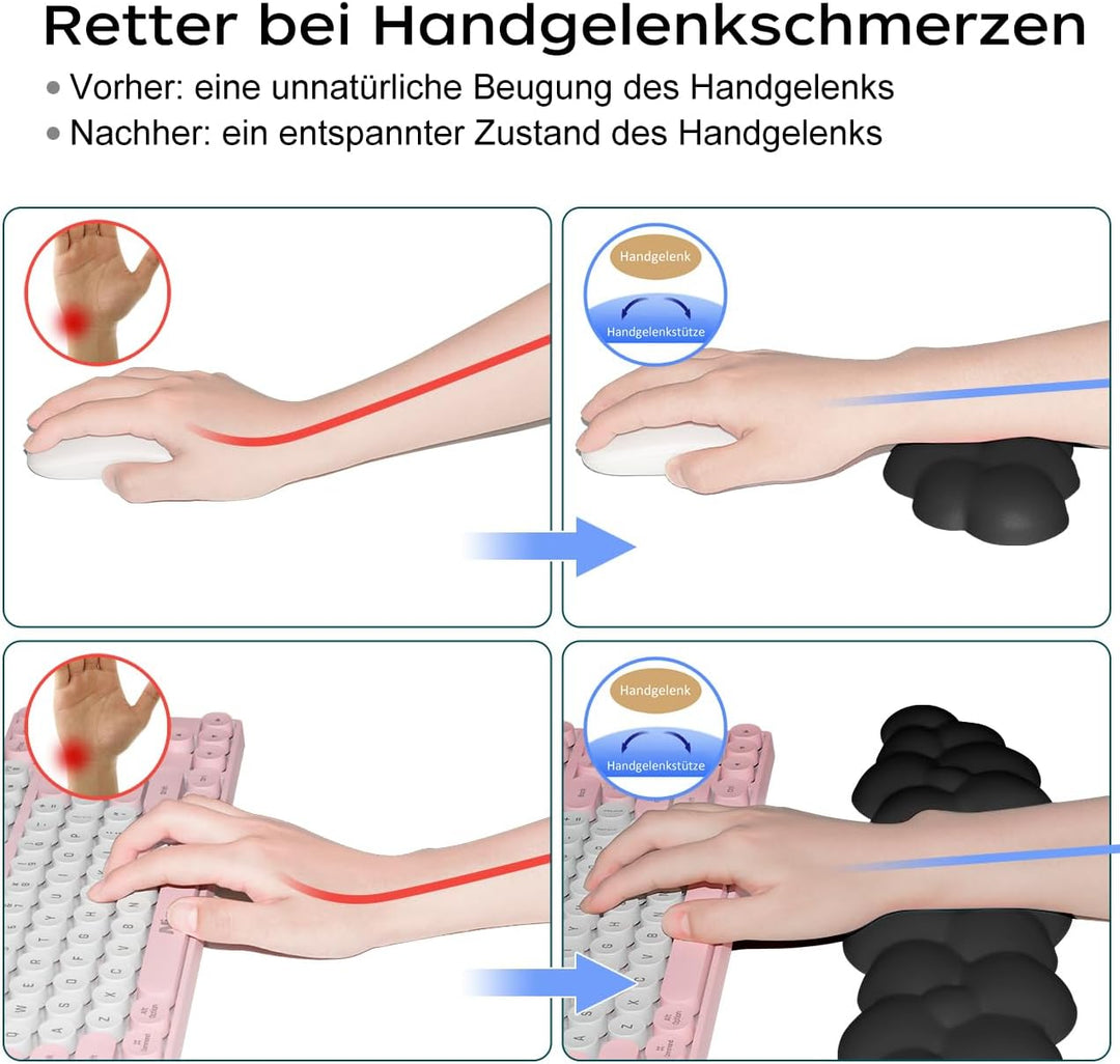 JIKIOU Cloud Handgelenkauflage Tastatur aus Leder mit rutschfester PU-Basis, bequemer Memory-Schaum