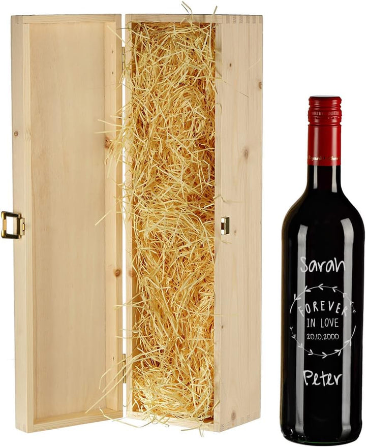 polar-effekt 2-TLG Wein Geschenkidee Hochzeit - personalisierte 1x 0,7 Liter Weinflasche und 1x Echt