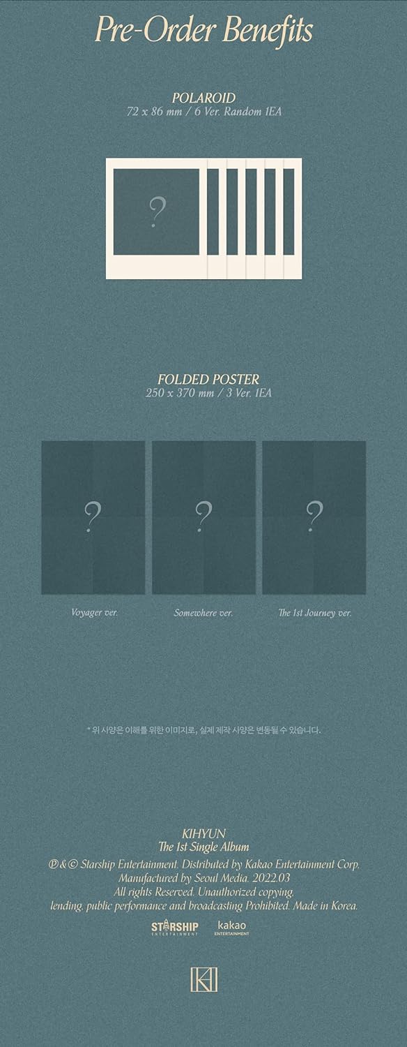 Starship Entertainment KIHYUN MONSTA X - VOYAGER (1st Single Album) CD + Extra Photocards Set (Voyag