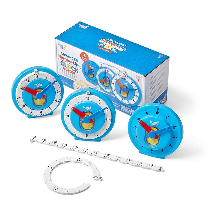 Learning Resources Advanced NumberLine Clock Set (6er-Pack), Mathe-Manipulative für die Zeitmessung,