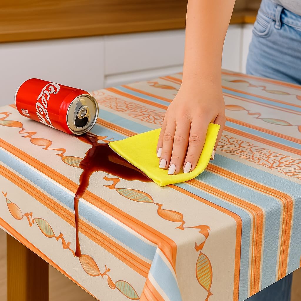 Byour3 Tischdecke PVC Rechteckig Plastifiziert 3D-Digitaldruck Tafeldecke Waschbar Beständig Flecken