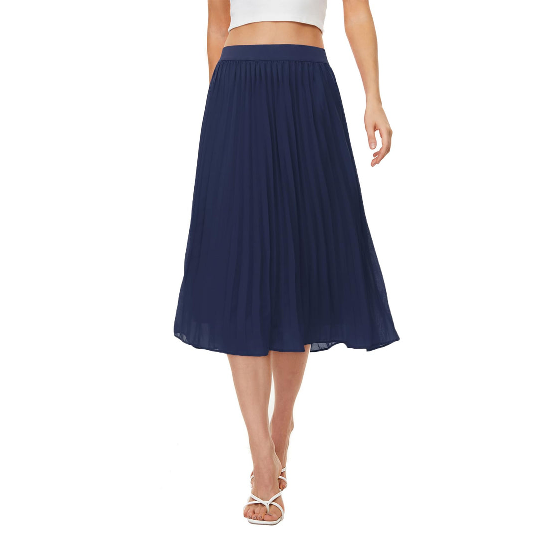 Durio Midirock Damen Faltenrock Plissee Damenrock Sommerrock Leicht Casualrock Chiffon Röcke A-Linie