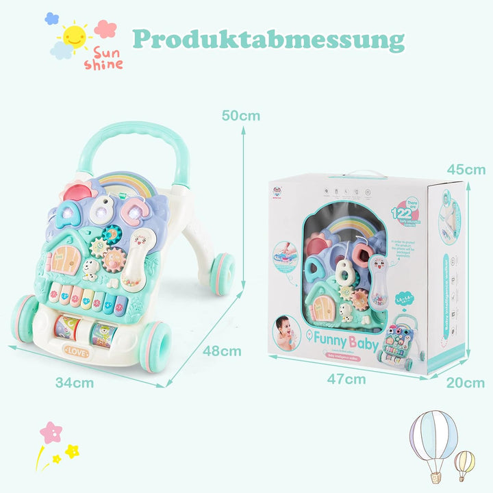 COSTWAY Lauflernhilfe mit abnehmbarem Spielbrett und verstellbarer Geschwindigkeit, Baby Walker mit
