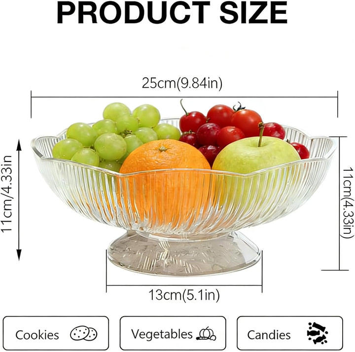 Süssigkeiten Obstschale modern Dekoschale mit Fuss Obst Gemüse Aufbewahrung Küche Transparent 2 Stüc