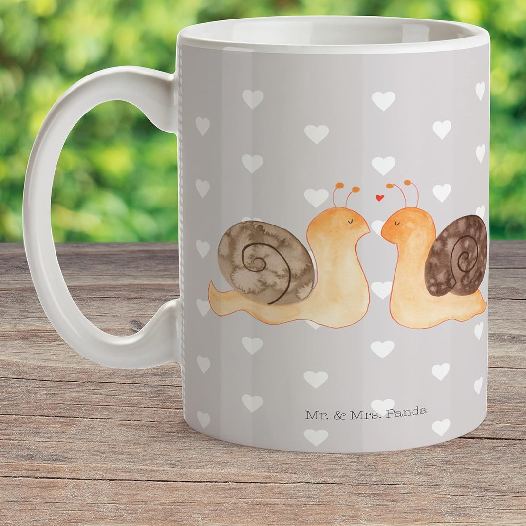 Mr. & Mrs. Panda Plastikbecher Schnecken Liebe - Geschenk, Pott, Mehrwegbecher, glücklich, Verliebt,