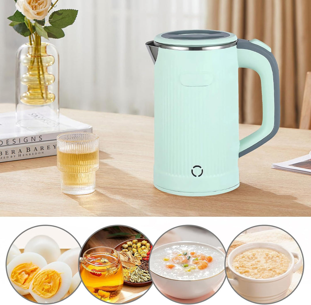 800ML Edelstahl Wasserkocher, 5-Minuten-Schnelles Kochen, Tragbar für Reisen & Hotel (Grün)