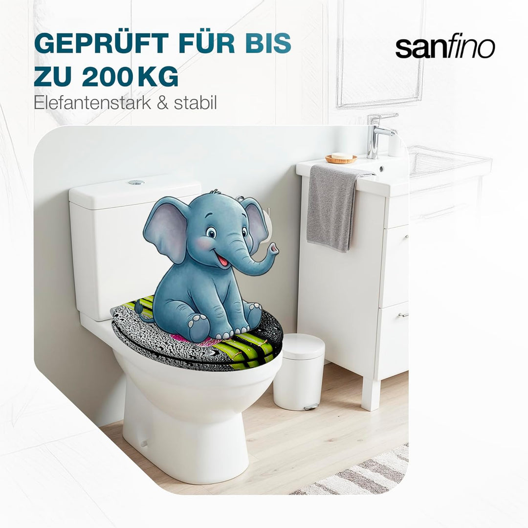 Premium WC Sitz mit Absenkautomatik – hochwertige Toilettendeckel aus Holz, viele bunte Motive, hohe
