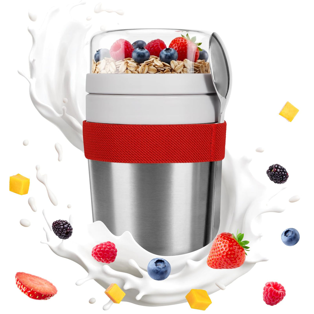 Cereal Cup to Go Stainless Steel, Cereal Cup to Go Rot, Rot