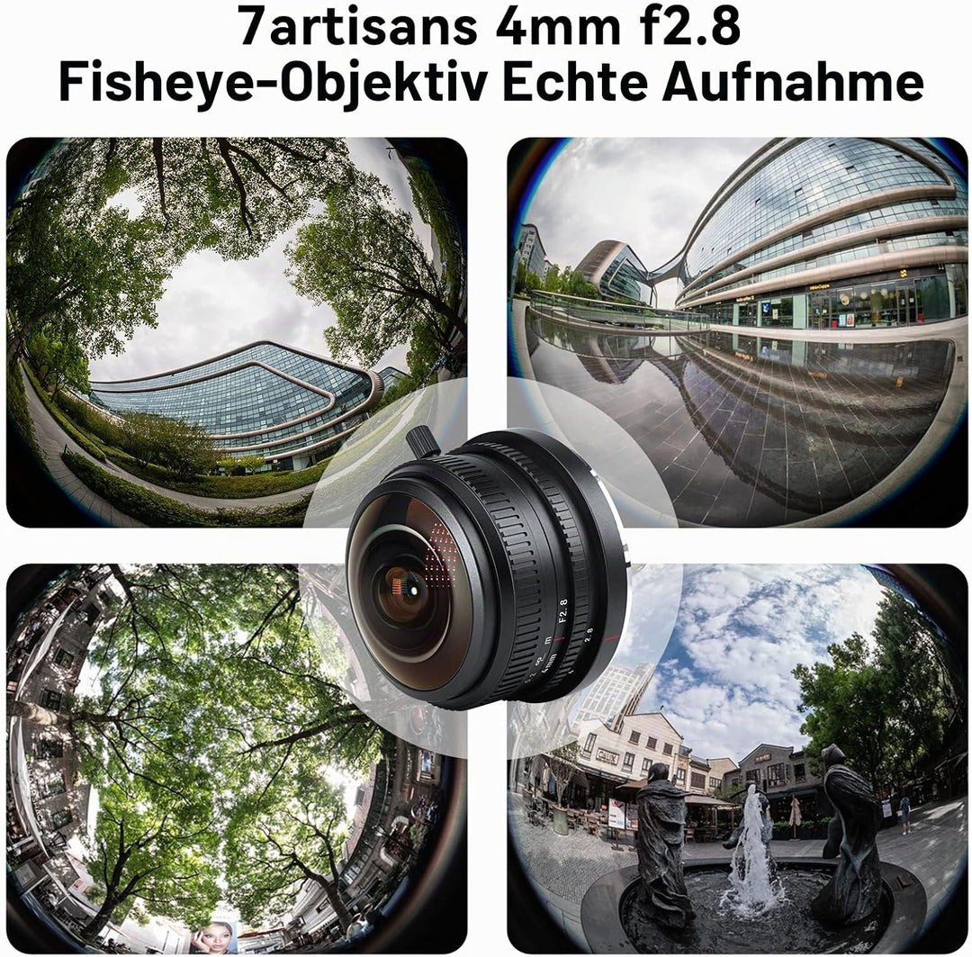 7 Artisans 4mm F2.8 Fisheye Ultra Wide Angle Lens APS-C Handbuch Focus Prime Lens Kompatible M4/3 Mo