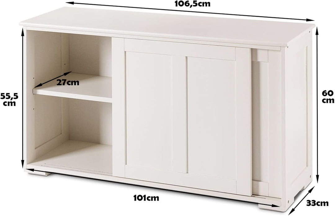 COSTWAY Sideboard, Küchenschrank mit Schiebetüren & verstellbarem Ablage, Buffetschrank Aufbewahrung