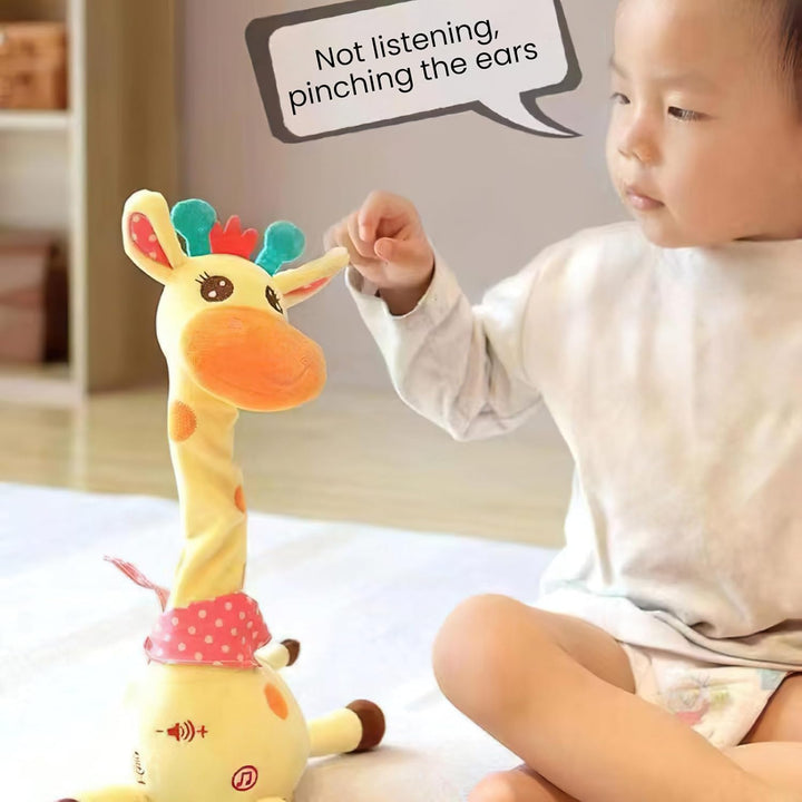 Giraffe aus Plüsch, leuchtend und singend, singende Giraffe, Lichtfunktion und Sprachwiederholung, A