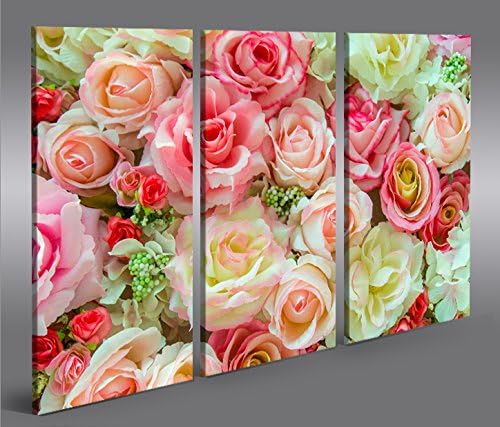 islandburner Bild Bilder auf Leinwand Rosen Pastell Deko Blumen 3p XXL Poster Leinwandbild Wandbild