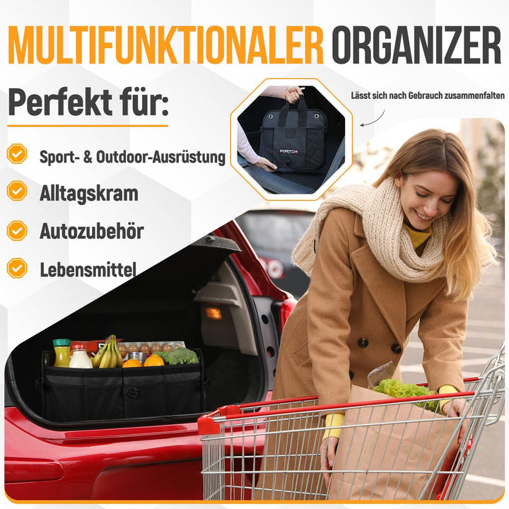 FORTEM Kofferraum Organizer, Kofferraumtasche, Zusammenklappbarer Auto Organizer Kofferraum mit Fäch