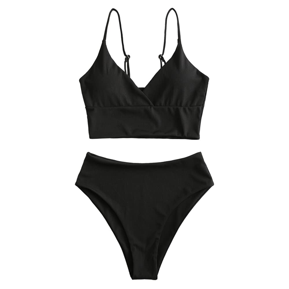 ZAFUL Gerippt Fest Chorhemd Hohes Bein Schnitt Hohe Taille Tankini Set Gepolstert Zwei Stücke Badean