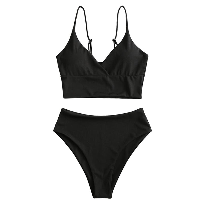ZAFUL Gerippt Fest Chorhemd Hohes Bein Schnitt Hohe Taille Tankini Set Gepolstert Zwei Stücke Badean