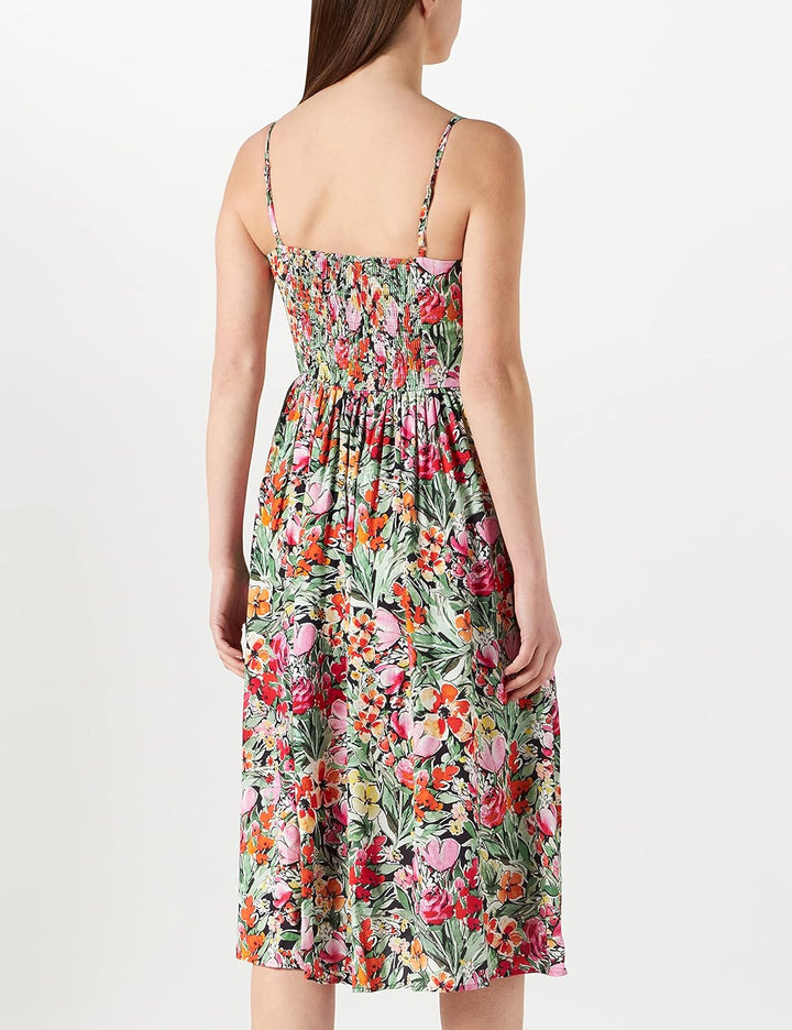 Mavi Damen Button Dress Kleid XS Orange Watercolor Print, XS Orange Watercolor Print