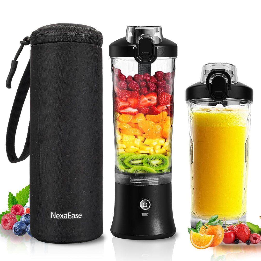 Tragbarer Mixer Smoothie Maker - 600ml Mini Standmixer to Go - 6 Klingen, Reisedeckel und Isolierte