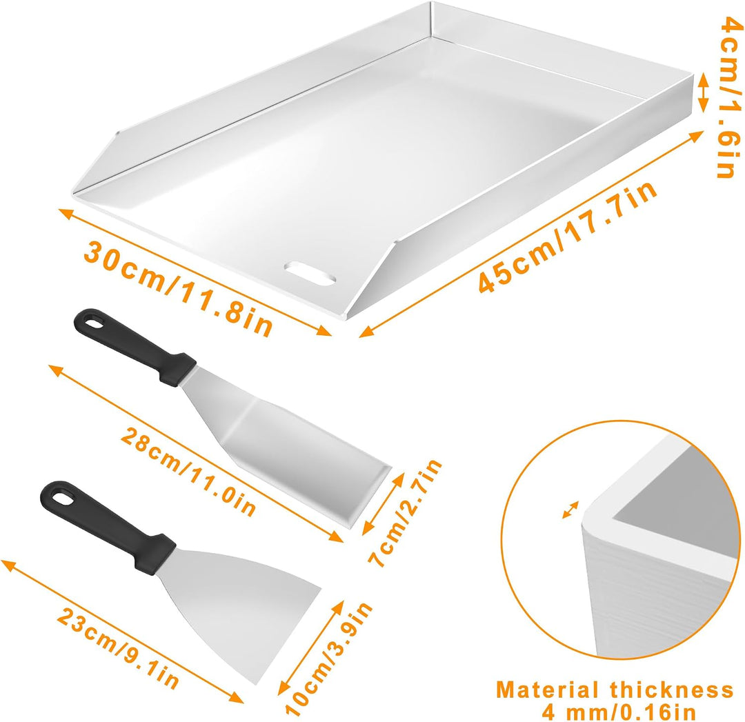 Aufun Edelstahl Grillplatte Universal BBQ Plancha mit Fettsammelbehälter 30 x 4 x 40 cm, 30 x 4 x 40