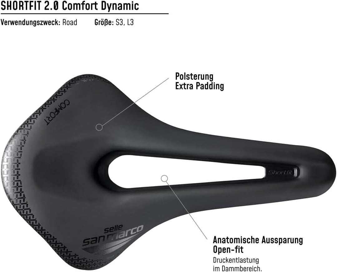 Selle San Marco Sattel Shortfit 2.0 Comfort Dynamic Fahrradsattel L3 schwarz / schwarz, L3 schwarz /