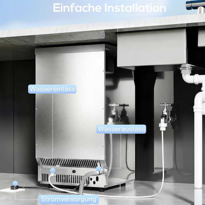HOMCOM Kommerzielle Eiswürfelmaschine 36kg/24H selbstreinigend Eismaschine mit 7,5 kg Speicher, Time
