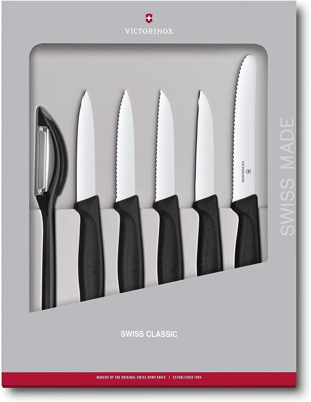Victorinox, Swiss Classic Gemüsemesser-Set, 6-teilig, Extra Scharfe Klinge, Robuster Kunststoffgriff