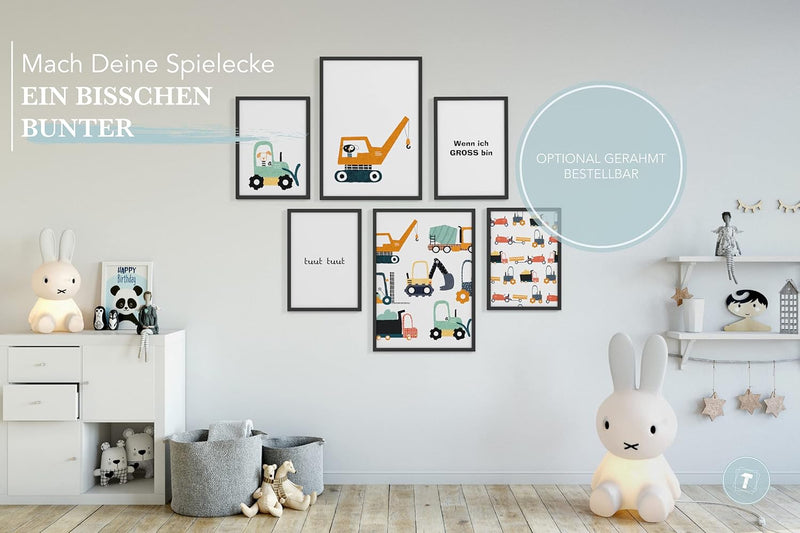 Papierschmiede® Bilder Kinderzimmer Kids Mood Poster Set Baumeister, Kinderzimmer Bilder Babyzimmer