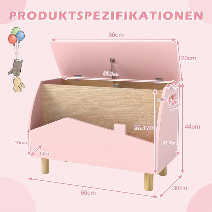 COSTWAY Spielzeugkiste Holz mit Regal, Spielzeugtruhe mit Deckel, Aufbewahrungstruhe Spielzeugbox fü