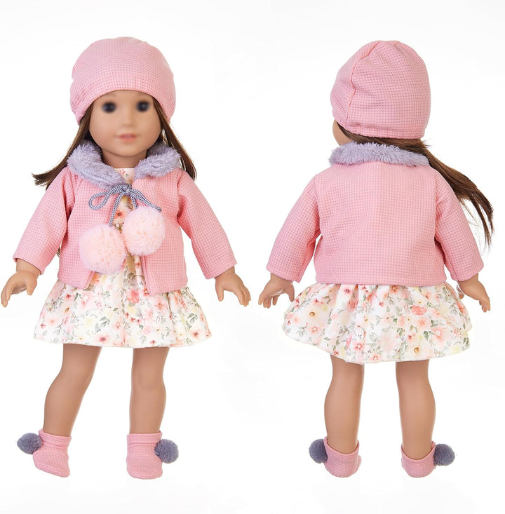 Puppenkleidung für 36-43 cm Baby Puppen mit Hut Mantel Kleid und Socken (Keine Puppe)