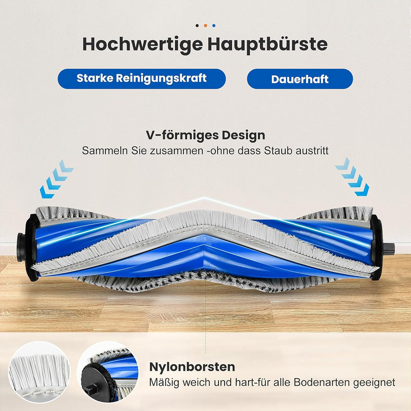 22 Stück Zubehör für Ecovacs Deebot T30 Omni / T30 Pro Omni Saugroboter, 1 Hauptbürste 6 Staubbeutel