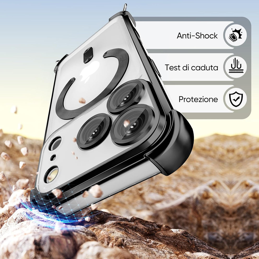 GOODVISH Handykette für iPhone 17 Pro Hülle mit Band Magnetisch, Schwarz | mit 2 Stück Schutzfolie,