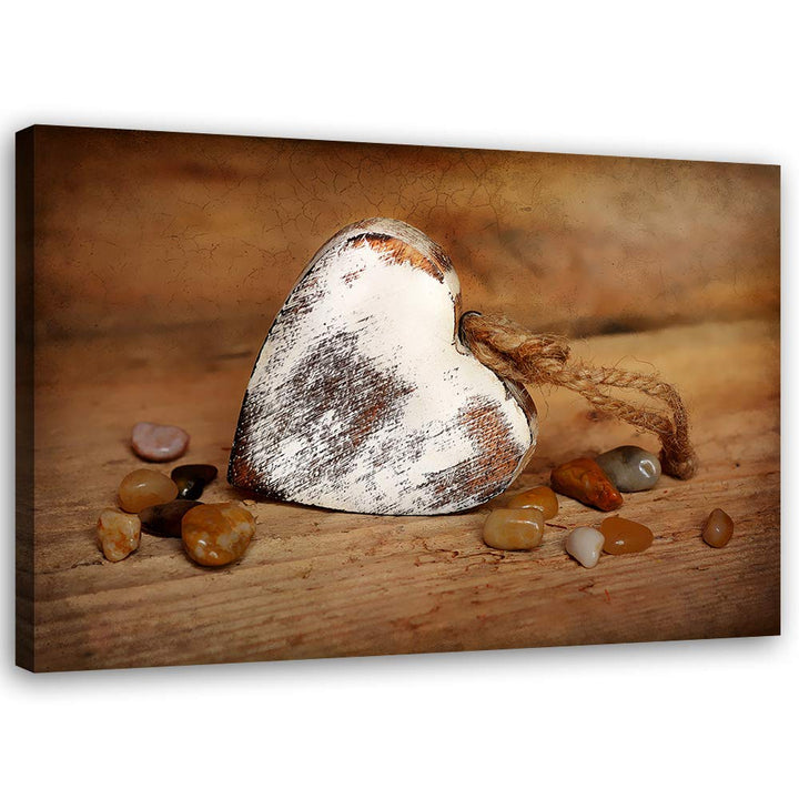 Feeby Bild auf Vlies Leinwand Hölzernes Herz 90x60 cm Kunstdruck Modern Wandbilder Deko Flur Wohnzim