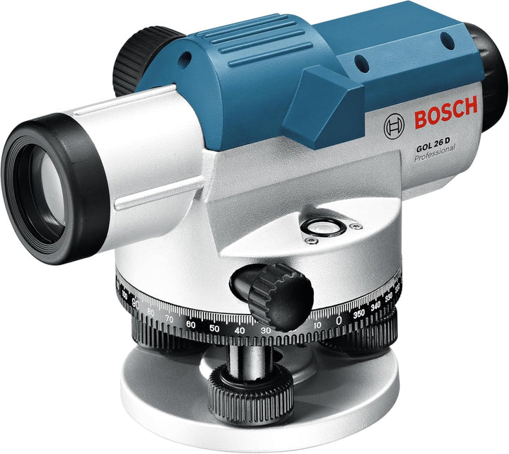 Bosch Professional Optisches Nivelliergerät GOL 26 D (26-fache Vergrösserung, Masseinheit: 360 Grad,