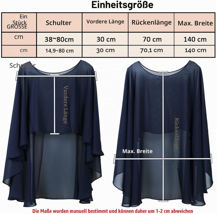 Ladiery Sheer Chiffon Capes Weiche Capelets für Frauen, leichte Tücher und Wraps für Abendpartykleid