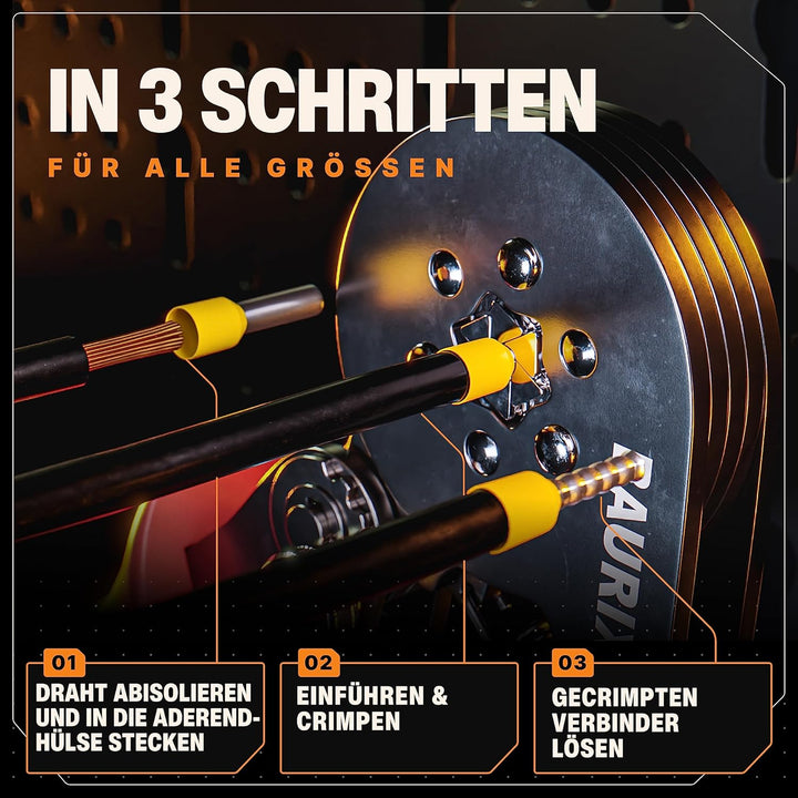 BAURIX® Crimpzangen Set – THESEUS Aderendhülsenzange 0,25–6 mm² mit 2000 Aderendhülsen & KAIRON Crim