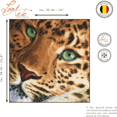 LANARTE PN Zählmusterpackung Leopard Zählstoff Kreuzstichpackung, Baumwolle, Mehrfarbig, 35 x 34 x 0