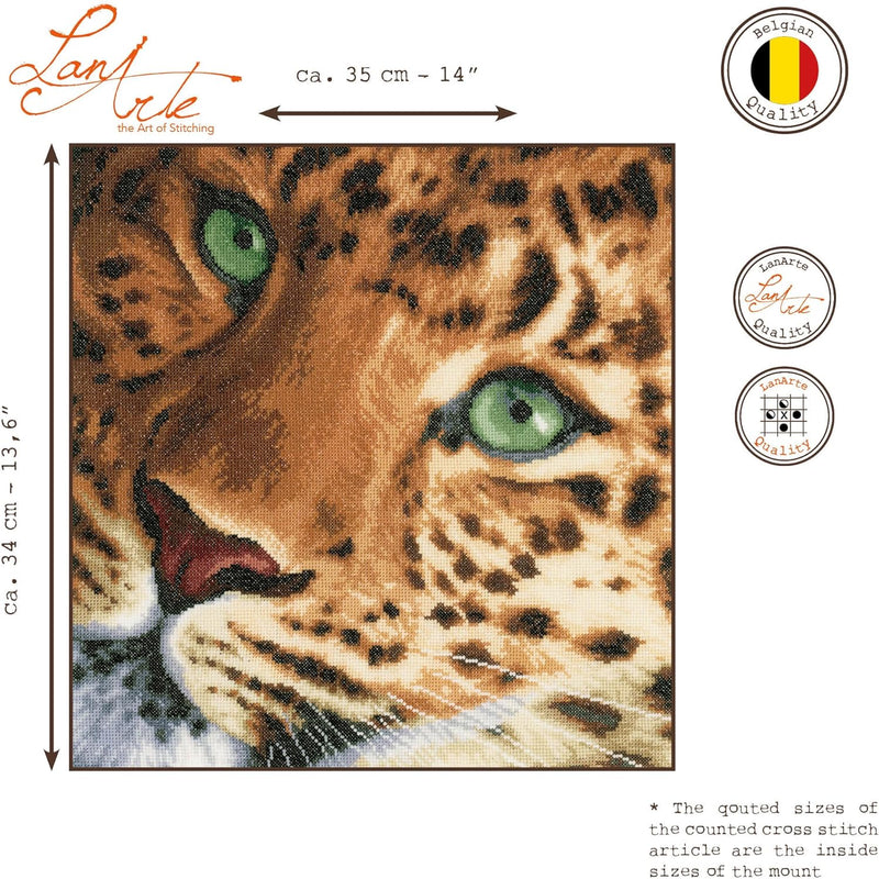 LANARTE PN Zählmusterpackung Leopard Zählstoff Kreuzstichpackung, Baumwolle, Mehrfarbig, 35 x 34 x 0