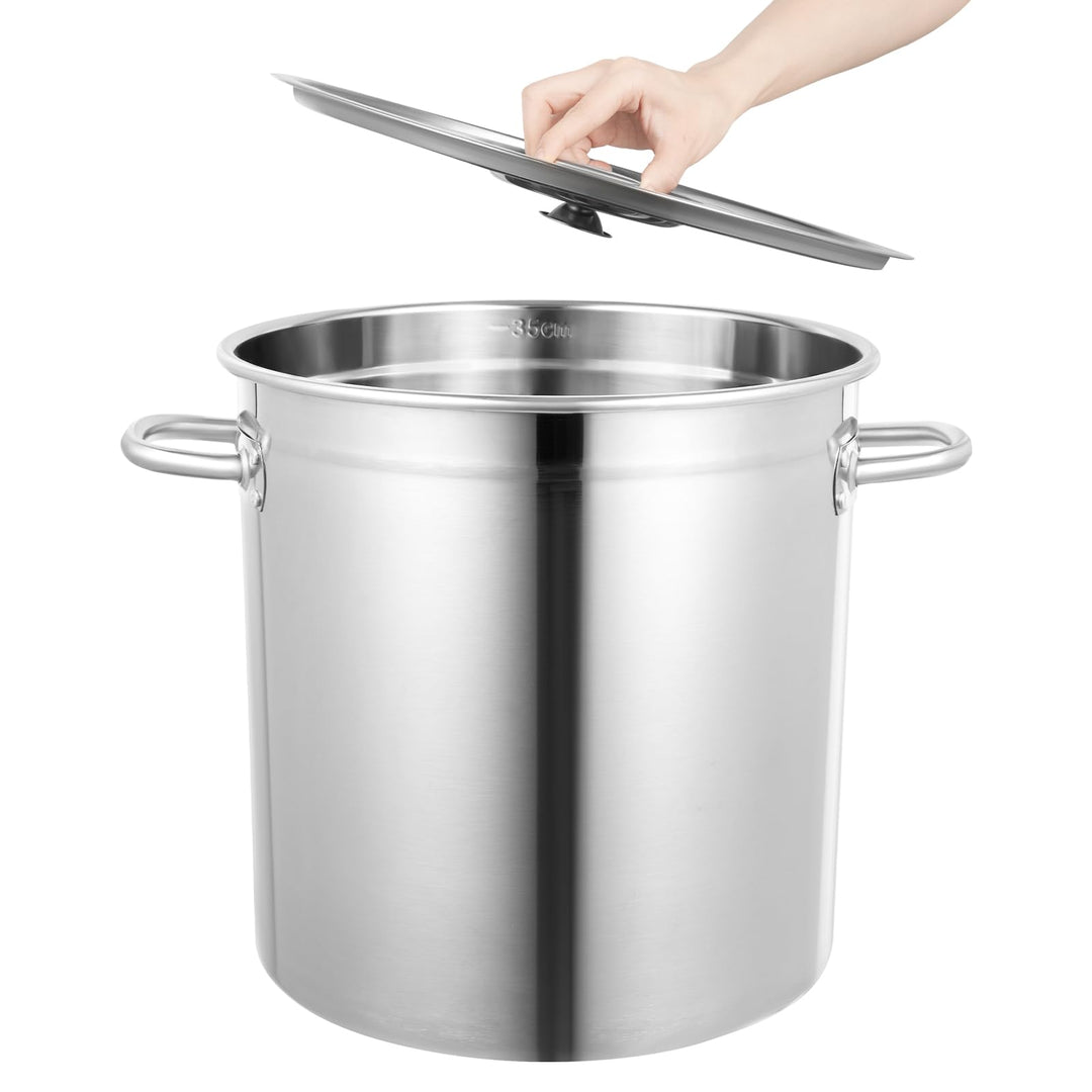 35 Liter Gastronomie Kochtopf Eintopf Suppentopf Grosser Mit Edelstahl Deckel Küchenutensil ideal Su