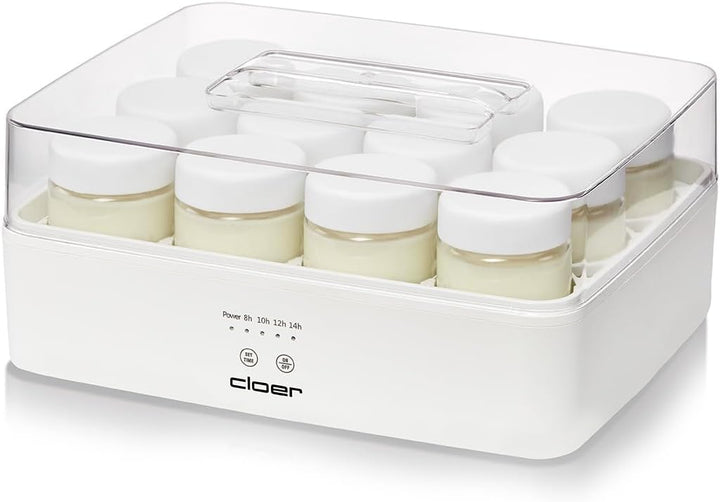 Cloer 9921 Joghurtbereiter für 12 Gläser, je 150 ml Fassungsvermögen, für Joghurt und Fermentkulture