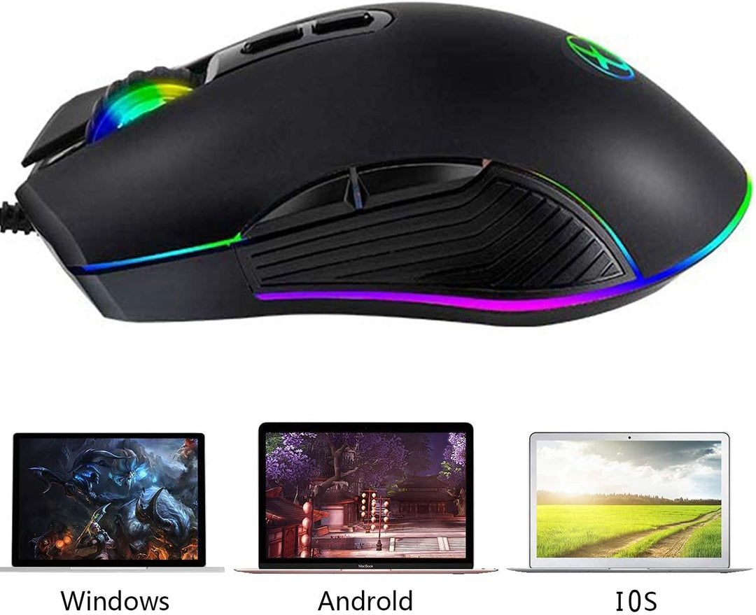 IULONEE Gaming Maus USB Typ C RGB Kabelgebundene Computer Mäuse Ergonomische Gamer Mouse Kompatibel