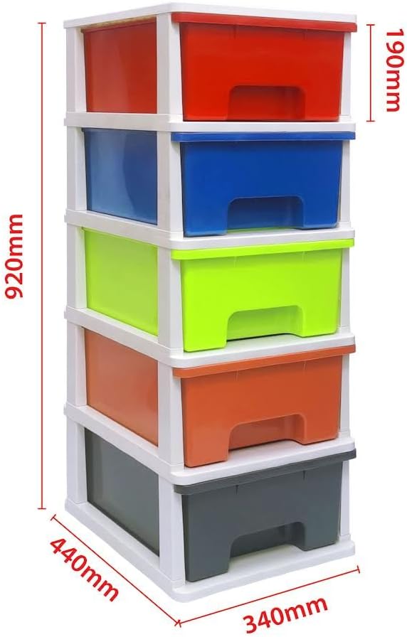 ABBAware Schubladenbox, Schubladen-Container auf Rädern, 5 grosse 17 Liter Schubladen, der Umwelt zu