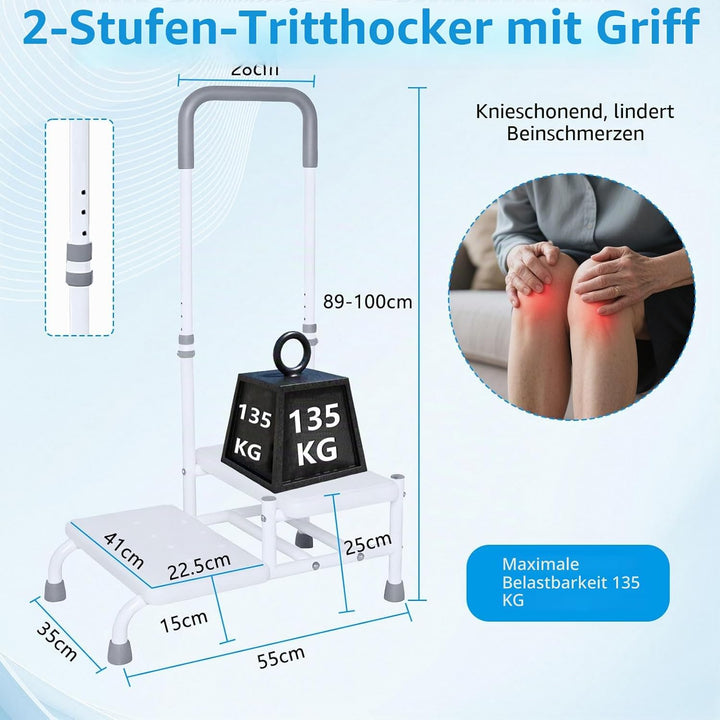 2-stöckige Badewannentreppe mit Griff, Badewannentreppe zum Ein- und Aussteigen aus der Badewanne, r